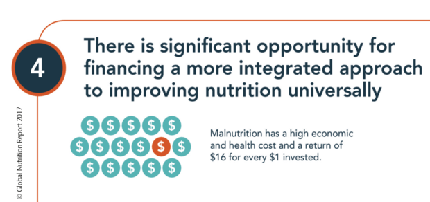 Ausgaben gegen Mangelernährung bringen laut Global Nutrition Report ein 16faches Return of Investment.